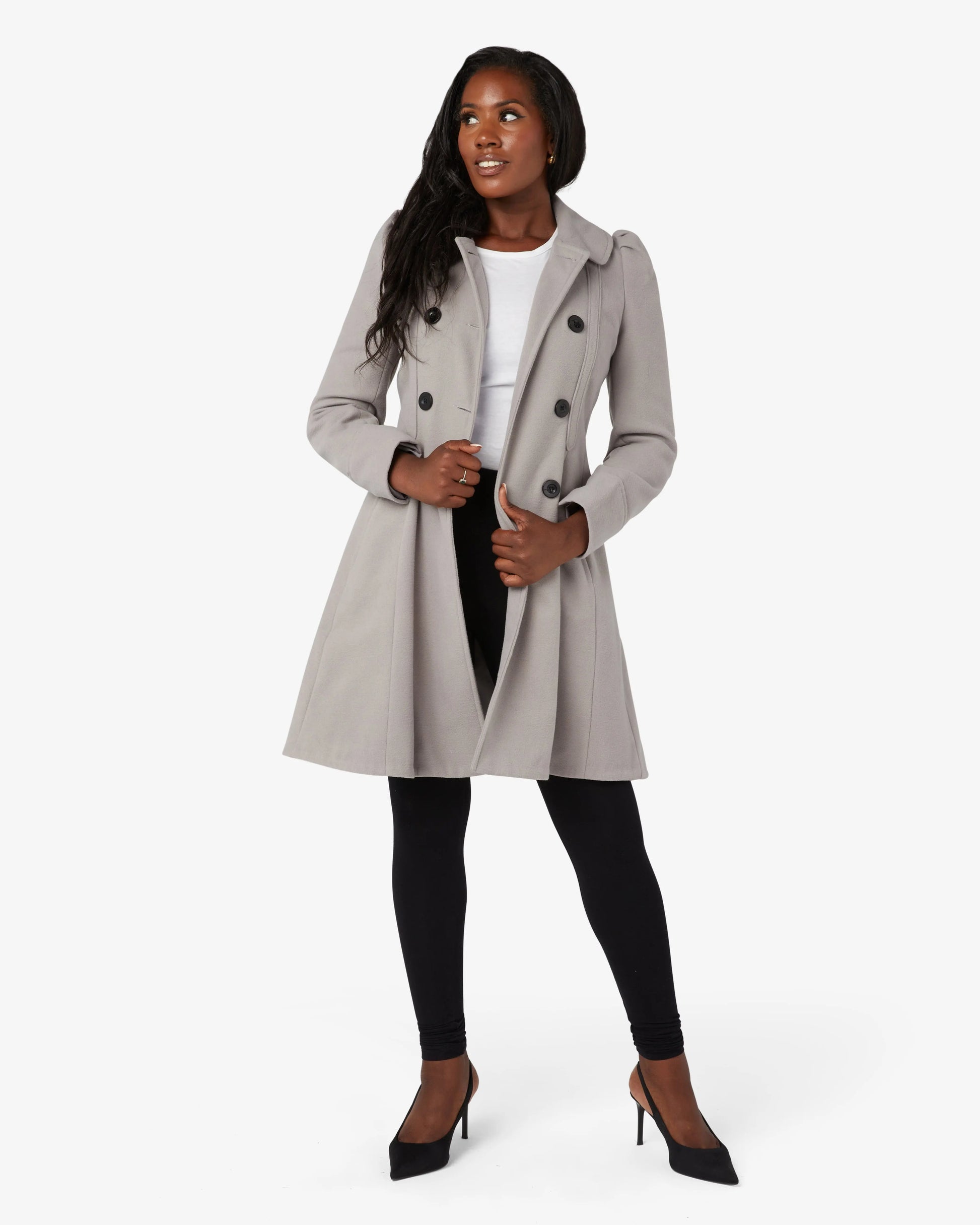 Double Breasted Peter Pan Collar Skater Coat (1209) De La Creme