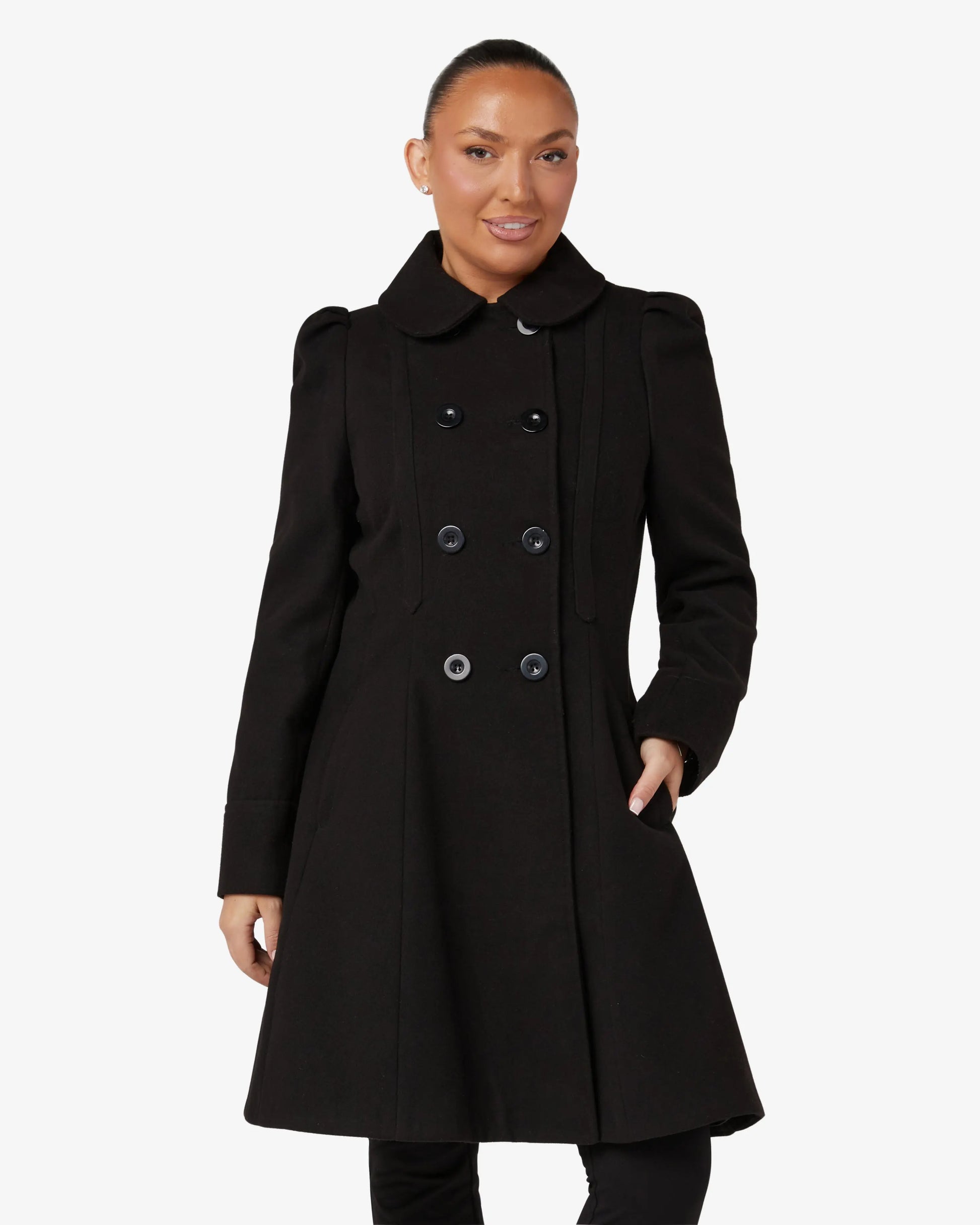 Double Breasted Peter Pan Collar Skater Coat (1209) De La Creme