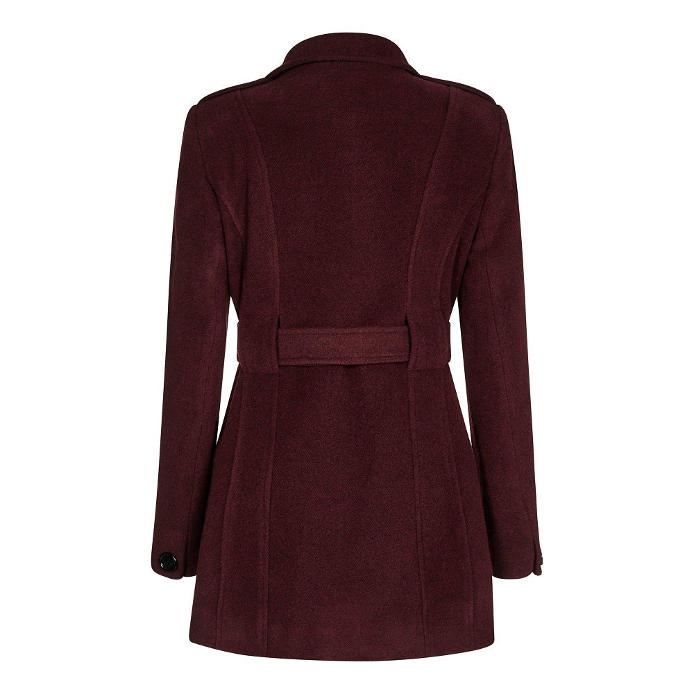 Military Style High Neck Belted Coat (1226) De La Creme