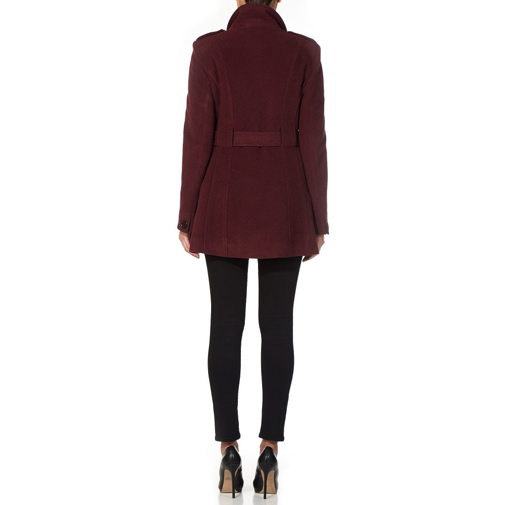 Military Style High Neck Belted Coat (1226) De La Creme
