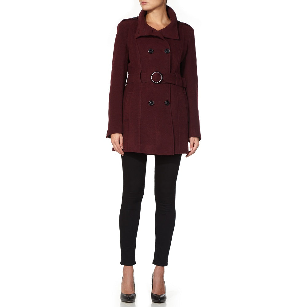 Military Style High Neck Belted Coat (1226) De La Creme