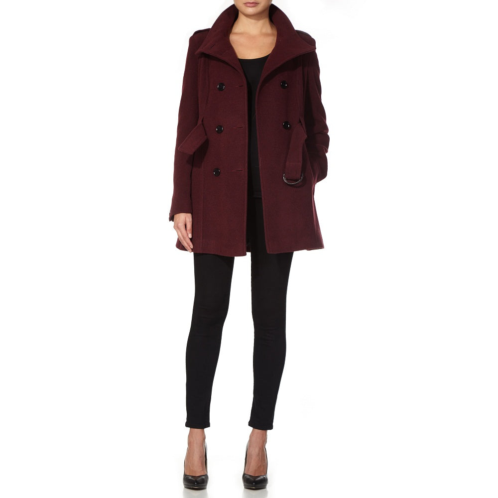 Military Style High Neck Belted Coat (1226) De La Creme