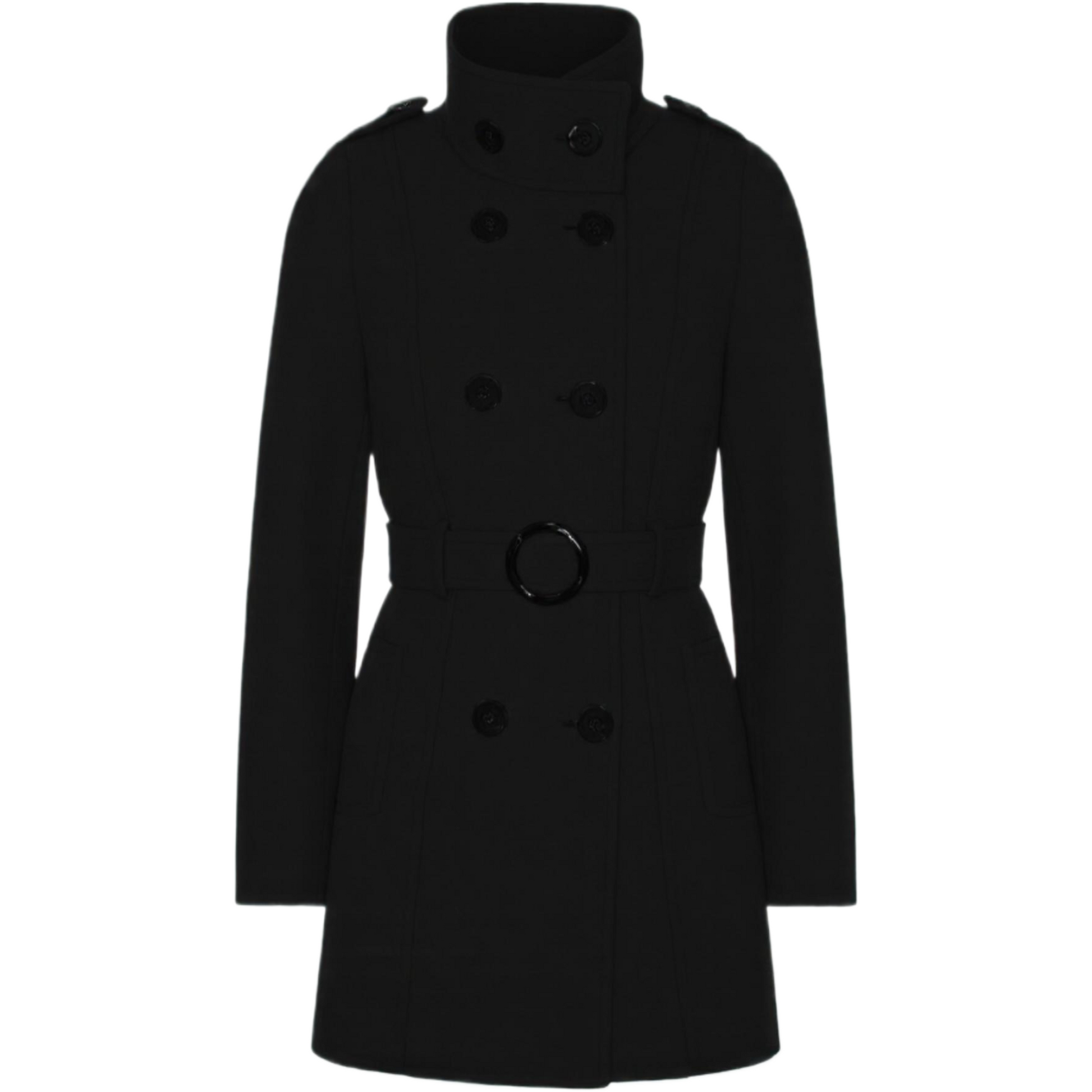 Military Style High Neck Belted Coat (1226) De La Creme