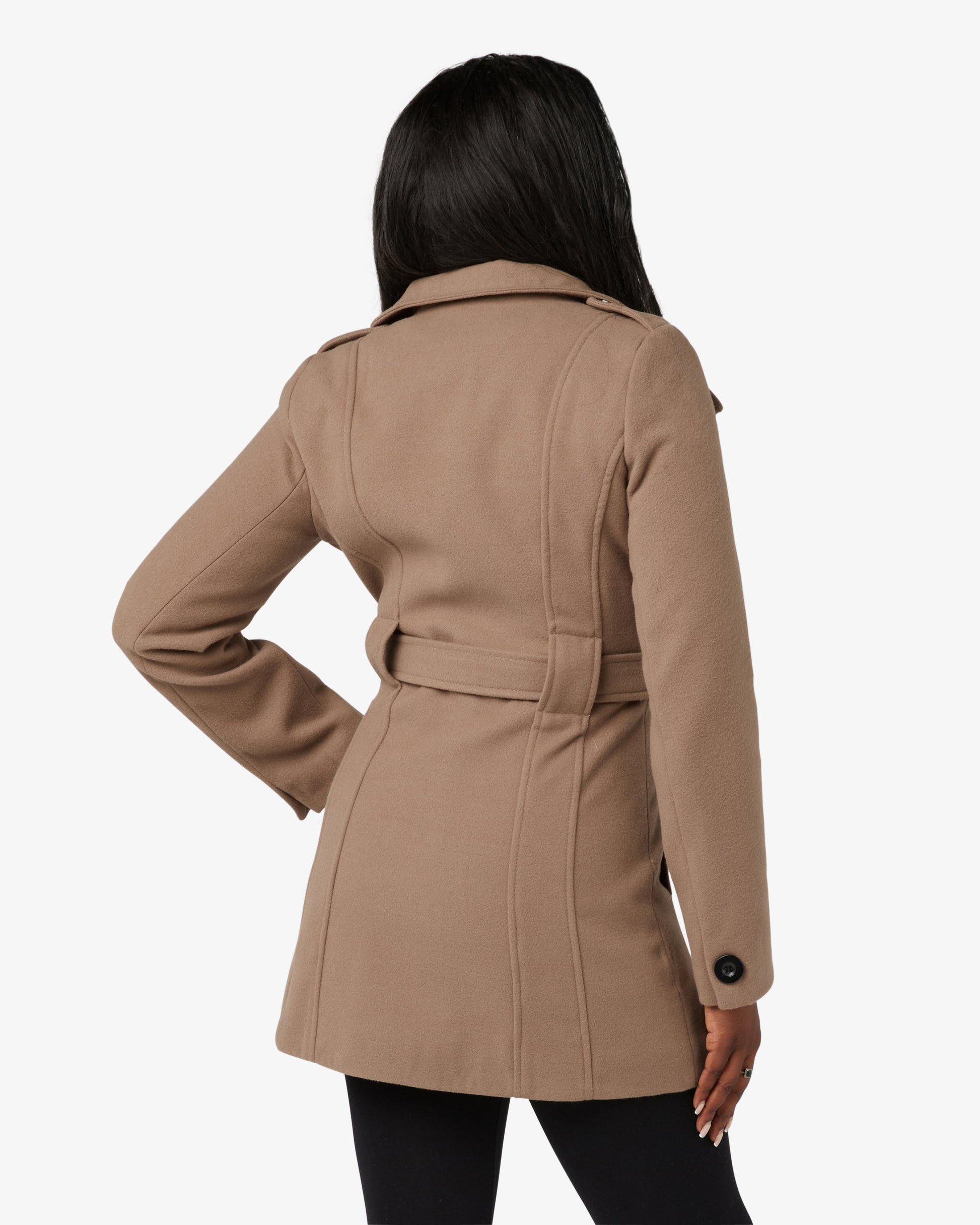 Military Style High Neck Belted Coat (1226) De La Creme