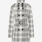 Check Design Military Style High Neck Belted Coat (1226-CHECK) De La Creme