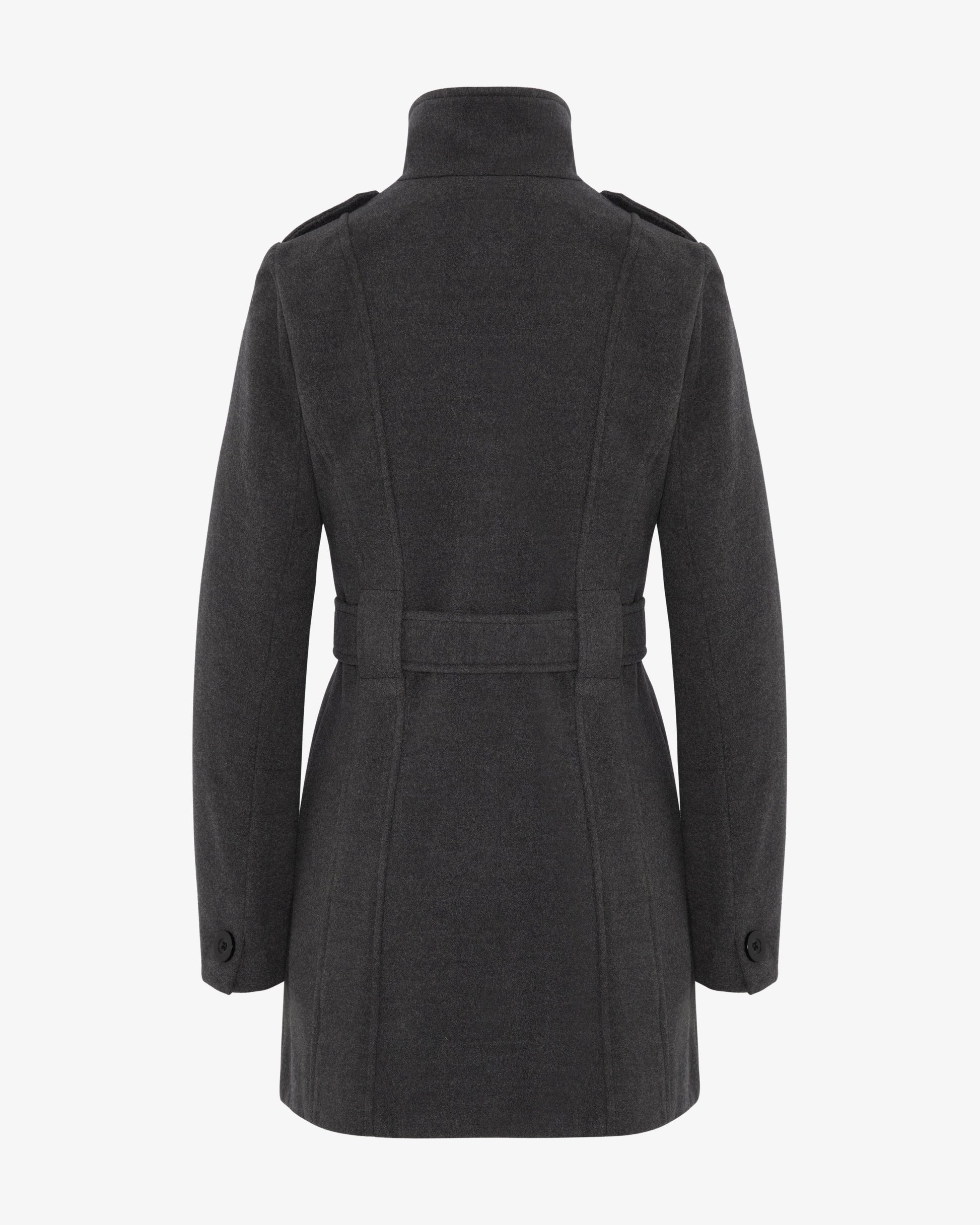 Military Style High Neck Belted Coat (1226) De La Creme