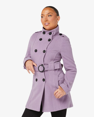 Military Style High Neck Belted Coat (1226) De La Creme