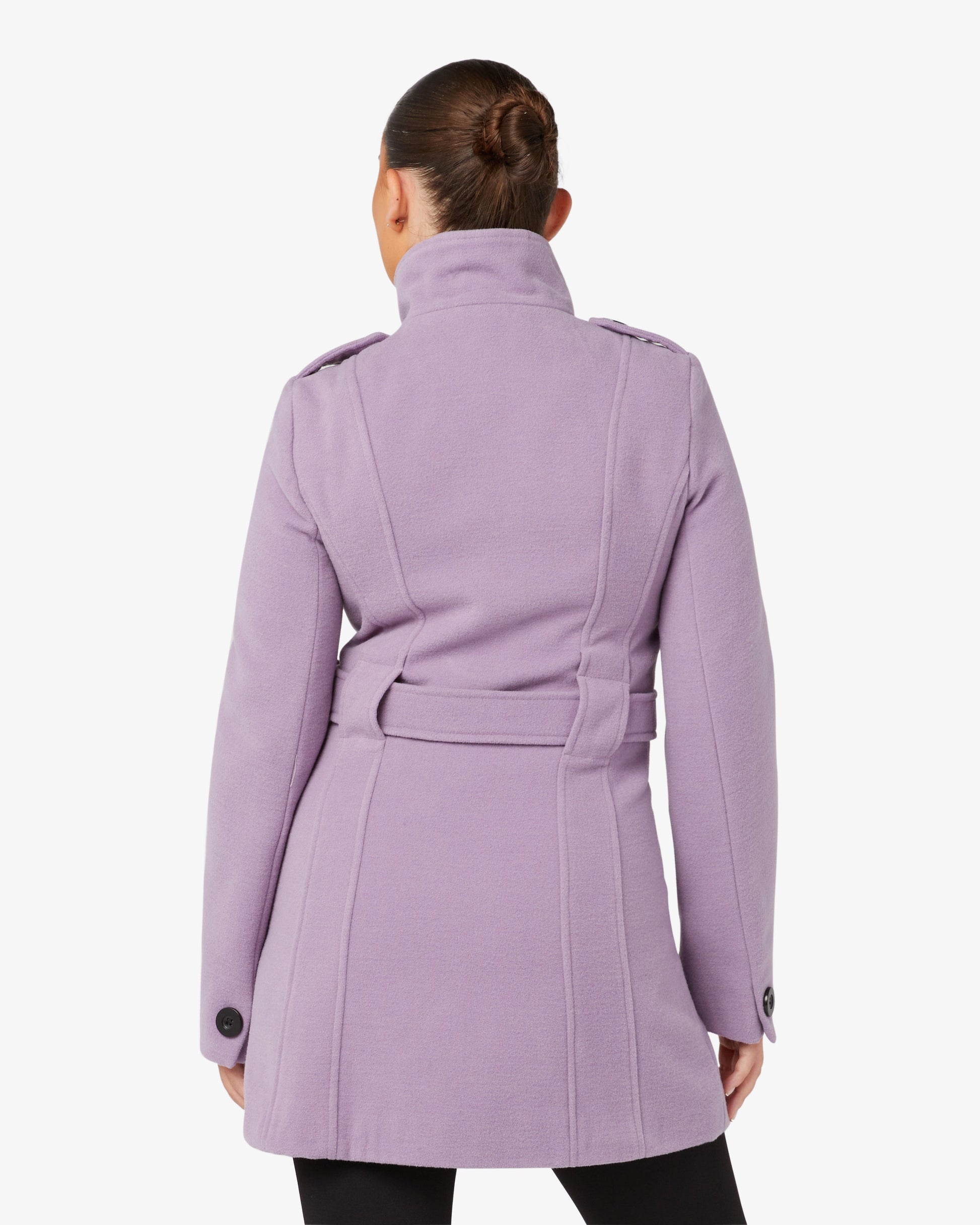 Military Style High Neck Belted Coat (1226) De La Creme