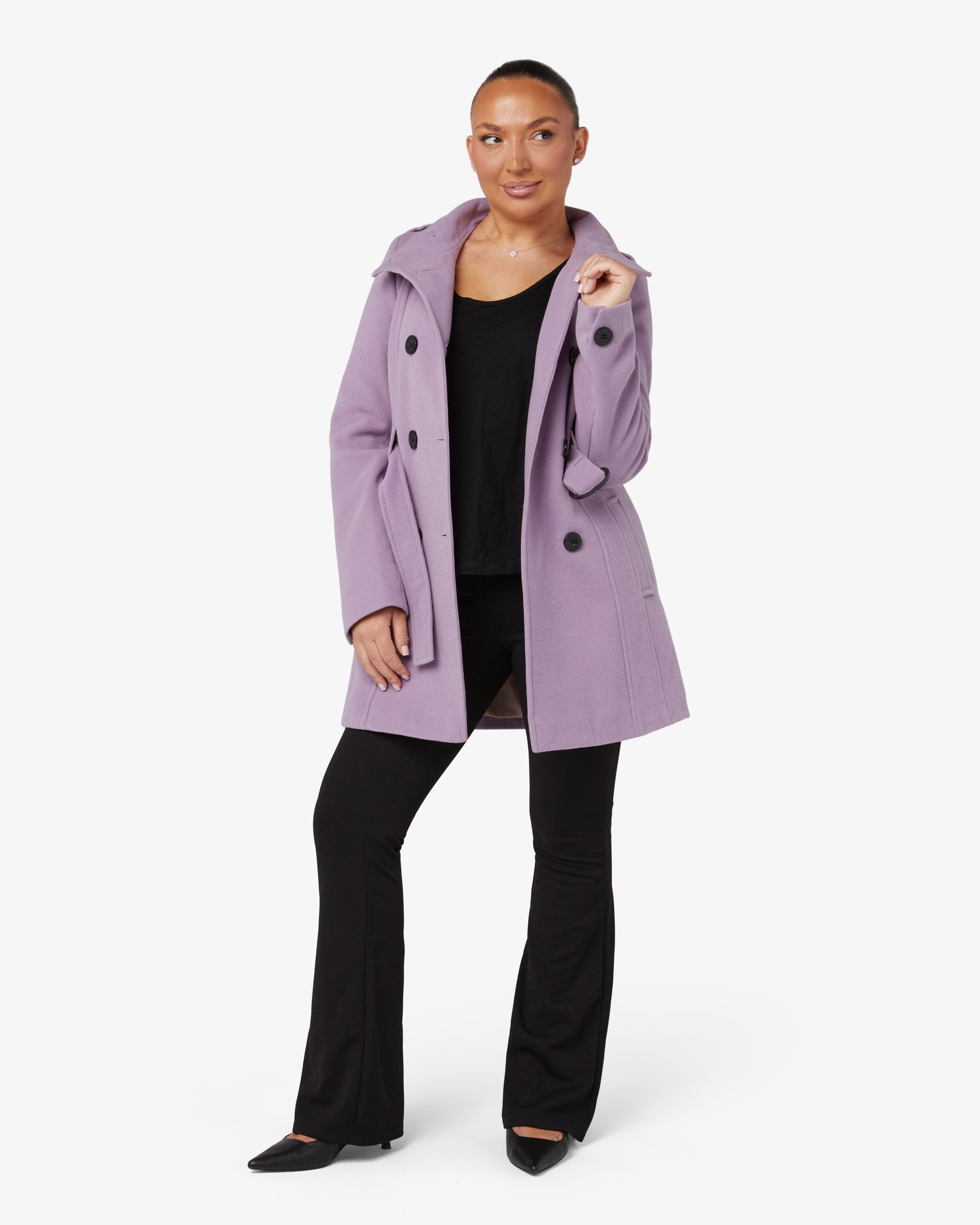 Military Style High Neck Belted Coat (1226) De La Creme