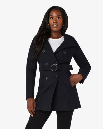 Military Style High Neck Belted Coat (1226) De La Creme