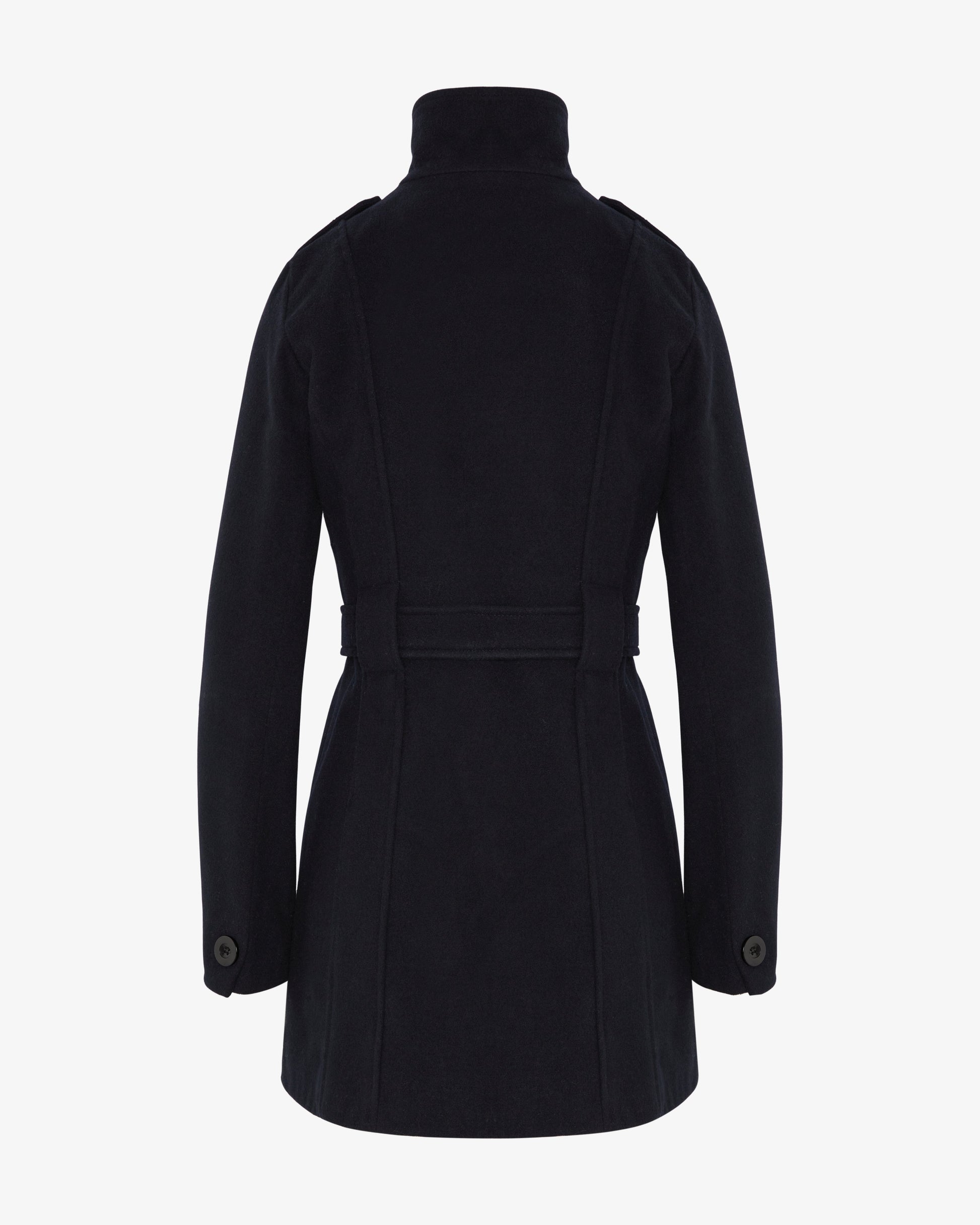 Military Style High Neck Belted Coat (1226) De La Creme