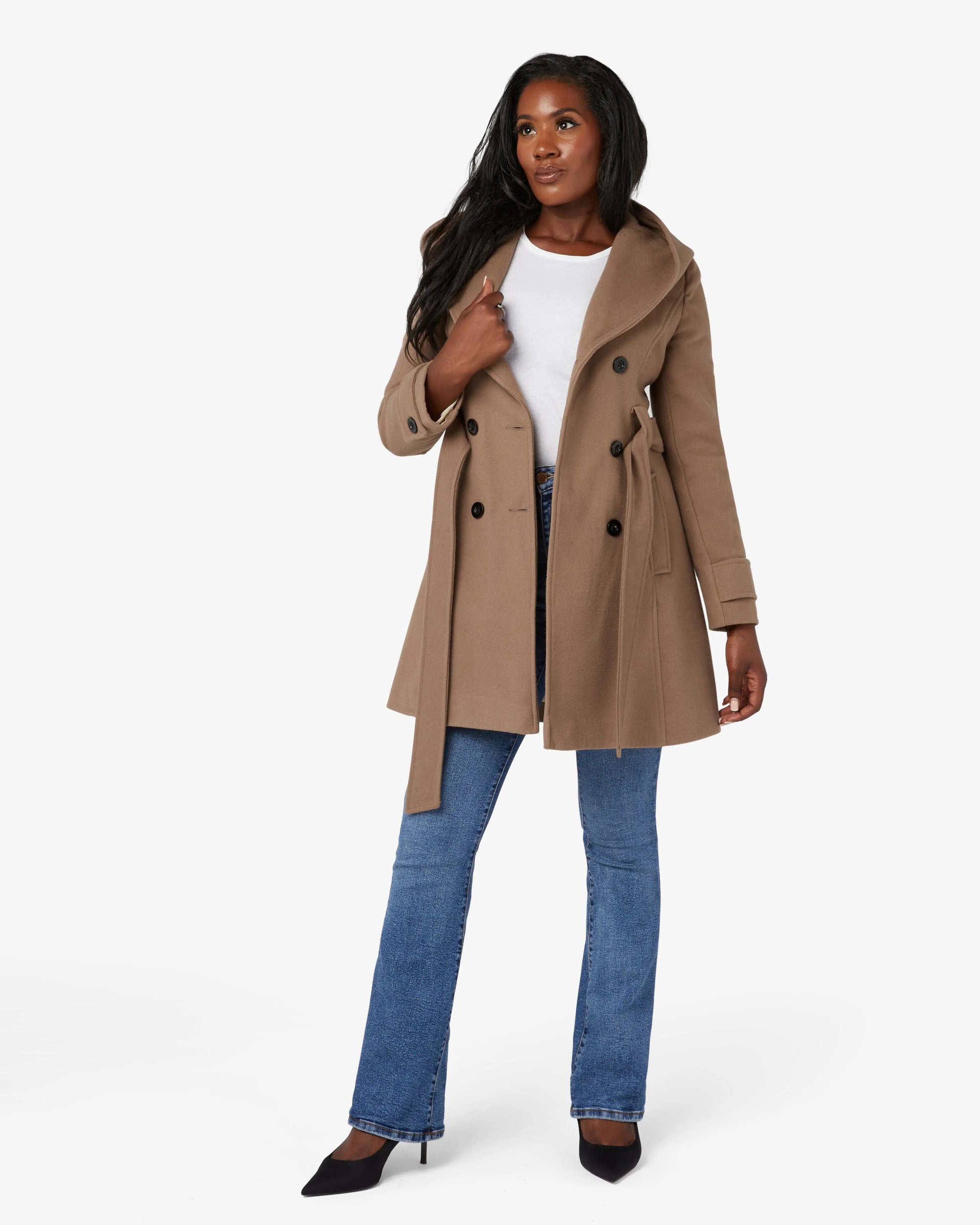 Slim Fit Shawl Hooded Coat (1325) De La Creme