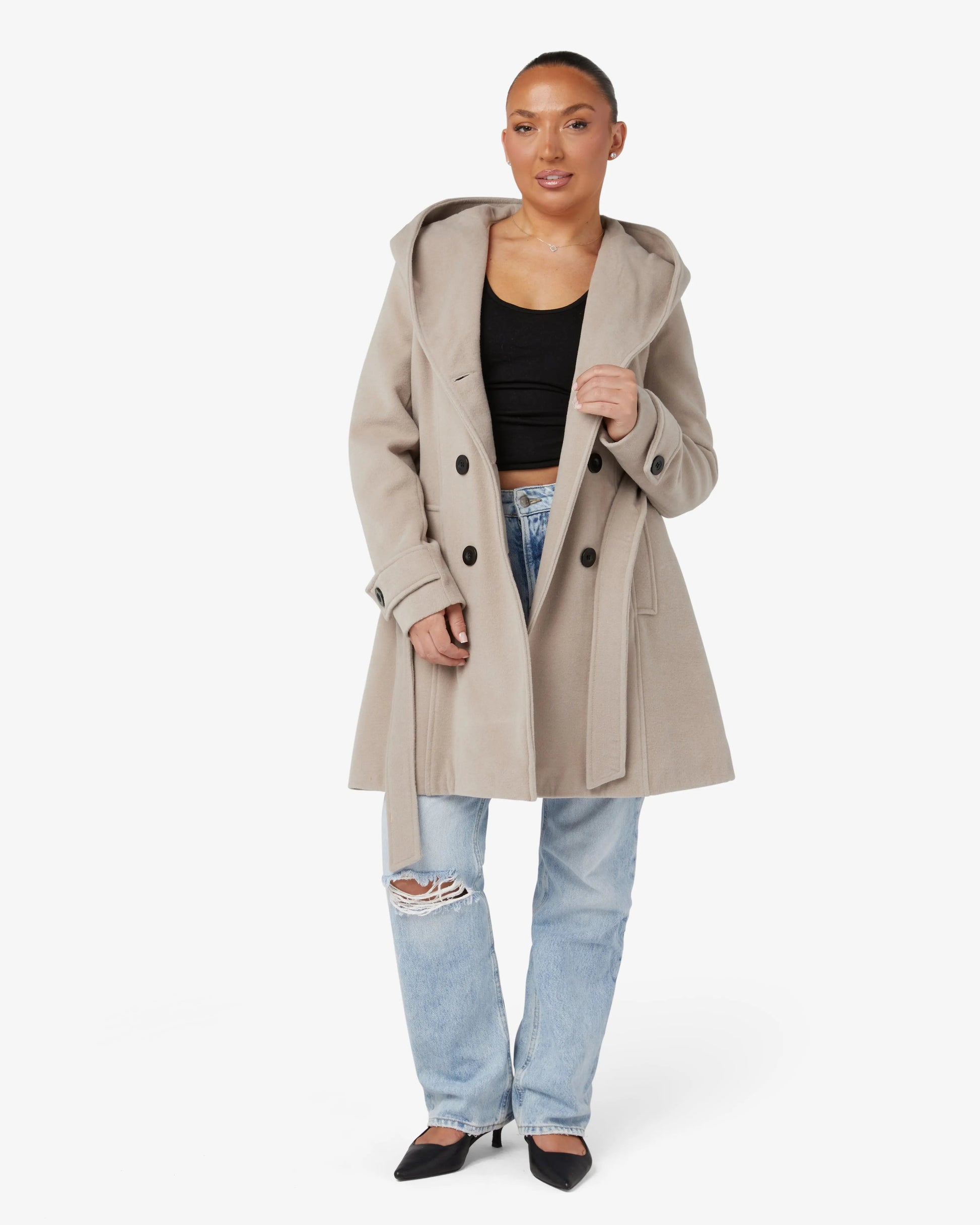 Slim Fit Shawl Hooded Coat (1325) De La Creme