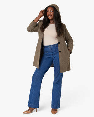 De La Creme - Womens Herringbone Blend Button Up Coat (2002-HB)