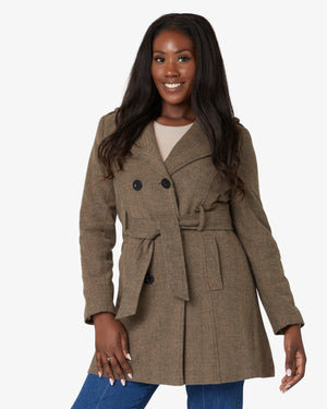 Herringbone Blend Double Breasted Military Coat (9049-HB)