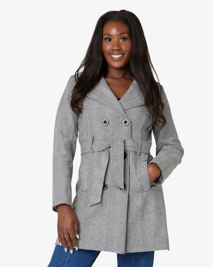 Herringbone Blend Double Breasted Military Coat (9049-HB)