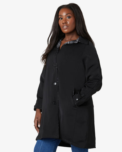 Eliza Gray Black Lightweight Check Contrast Trim Jacket