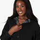 Eliza Gray Black Lightweight Check Contrast Trim Jacket