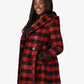 Wool Blend Check Slim Fit Shawl Hooded Coat (1325-CHECK)