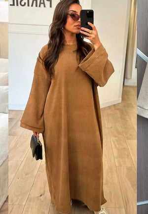 Long Sleeve Corduroy Maxi Dress - SARA De La Creme