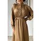 Vintage Style Satin Maxi Dress In Brown