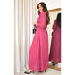 Wrap Front Pleated Belted Maxi Dress