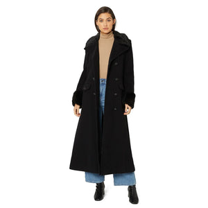 Alexa Wool Blend Faux Fur Trim Maxi Coat De La Creme