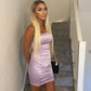 Ruched Satin Mini Dress (ED1587) Naanaa