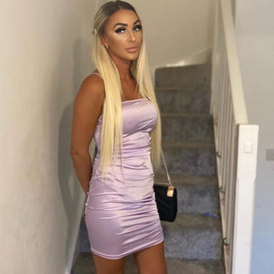 Ruched Satin Mini Dress (ED1587) Naanaa