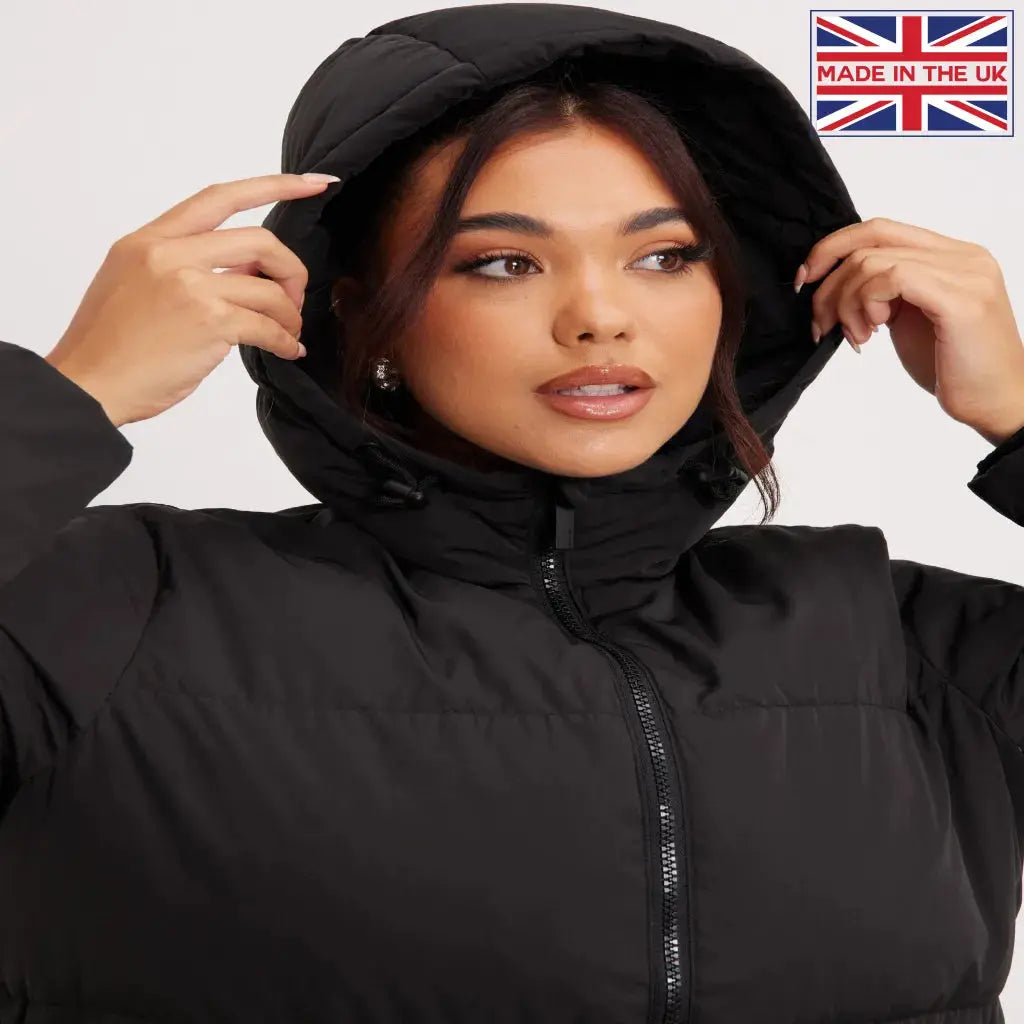 Black puffer jacket ladies uk sales