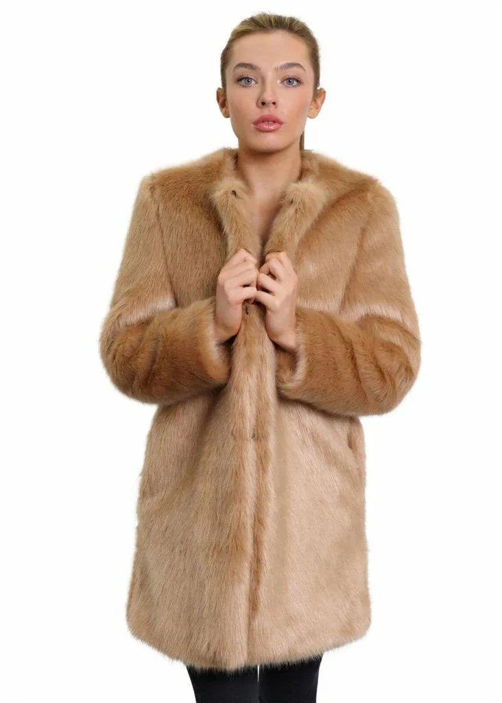 De La Creme - Womens Faux Fur Classic Coat