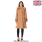 De La Creme - Women's Military Faux Fur Trim Midi Coat