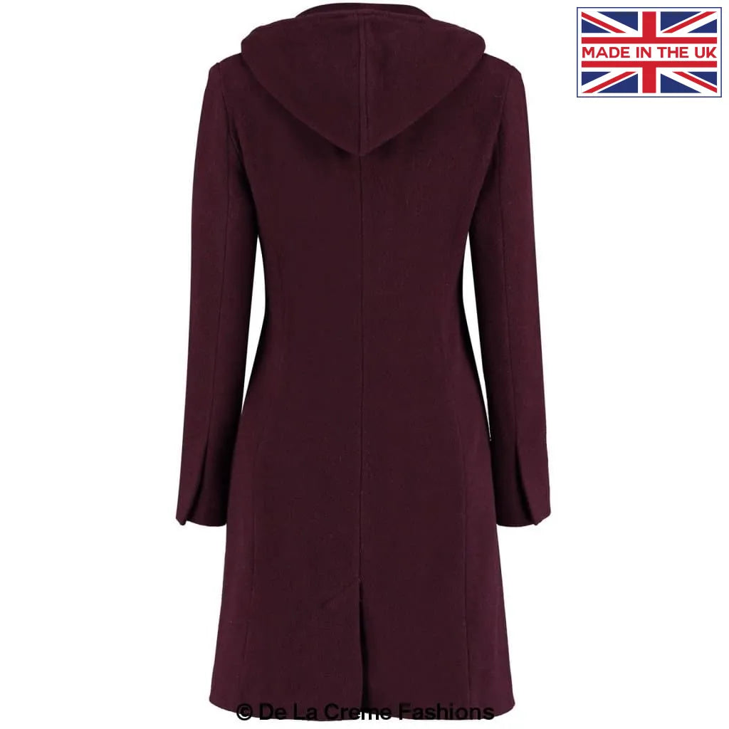 De La Creme - Women's Wool Blend Hooded Zip Coat