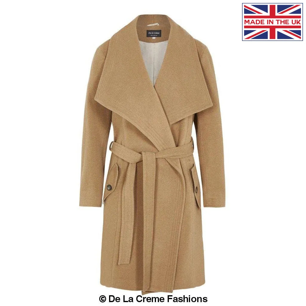 De La Creme - Womens Wool Blend Large Lapel Duster Coat