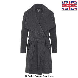De La Creme - Womens Wool Blend Large Lapel Duster Coat