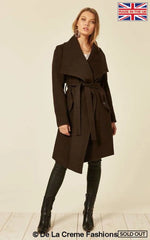 De La Creme - Womens Wool Blend Large Lapel Duster Coat