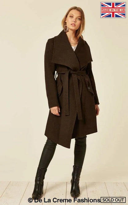 De La Creme - Womens Wool Blend Large Lapel Duster Coat
