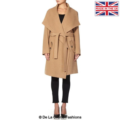 De La Creme - Womens Wool Blend Large Lapel Duster Coat