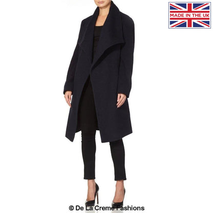 De La Creme - Womens Wool Blend Large Lapel Duster Coat