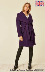 De La Creme - Womens Wool Blend Large Lapel Duster Coat