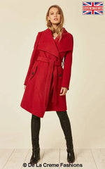 De La Creme - Womens Wool Blend Large Lapel Duster Coat