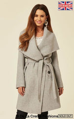 De La Creme - Womens Wool Blend Large Lapel Duster Coat