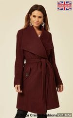 De La Creme - Womens Wool Blend Large Lapel Duster Coat