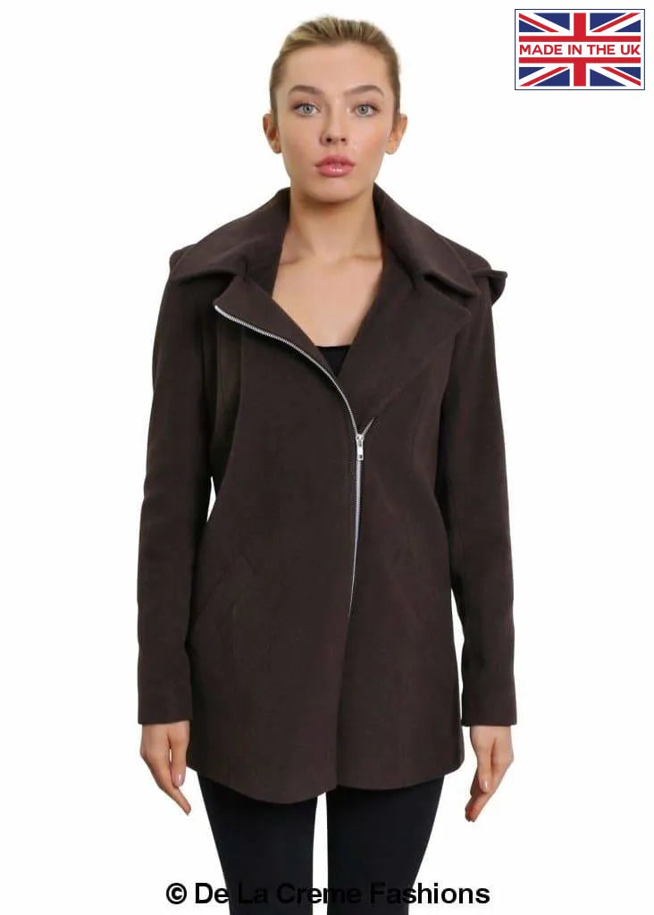 Women's wool zip coat cheap