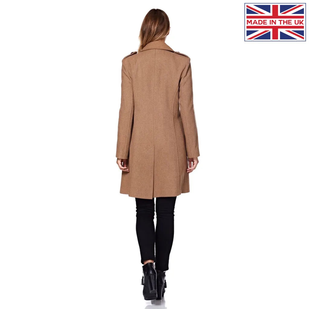 De La Creme Womens Double Breasted Twill Military Coat