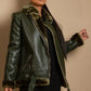 Faux Fur Collar Aviator Jacket (11729) Khaki / Small Coats & Jackets