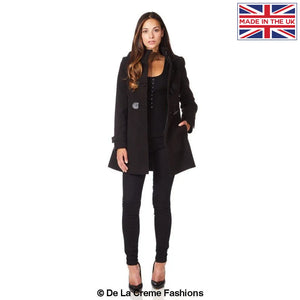 De La Creme - Womens Hooded Zip Toggle Fastened Coat