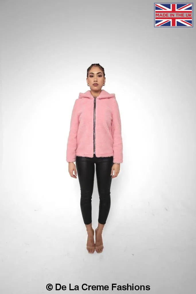 Lauren Zip Up Hooded Borg Teddy Jacket