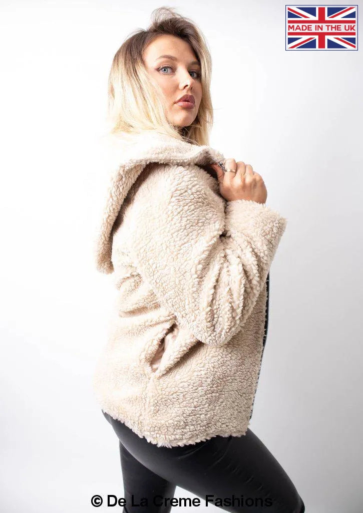 Womens hooded teddy jacket hotsell