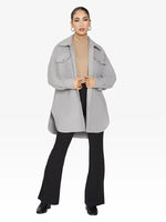Oversized Stud Button Shacket Silver / One Size (Fits Uk 8-14)